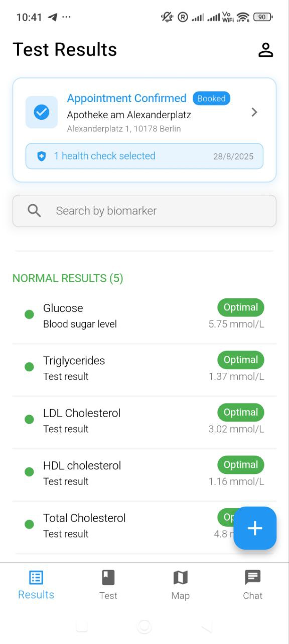 Download the Igloo Health app and store your results